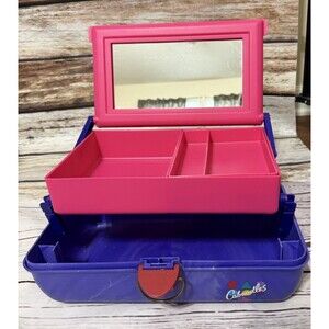 Vintage Caboodles Marbled Purple Makeup Case 3 Tier Plano Mirror